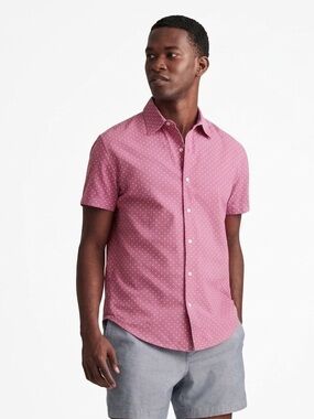 NWT Bonobos Stretch Riviera Short Sleeve Buttondown Shirt *Long Shirt Length